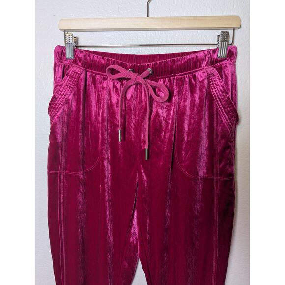 Anthropologie Saturday Sunday Pink Velour Jogger Pants Women Size S Soft Barbie - Picture 3 of 9
